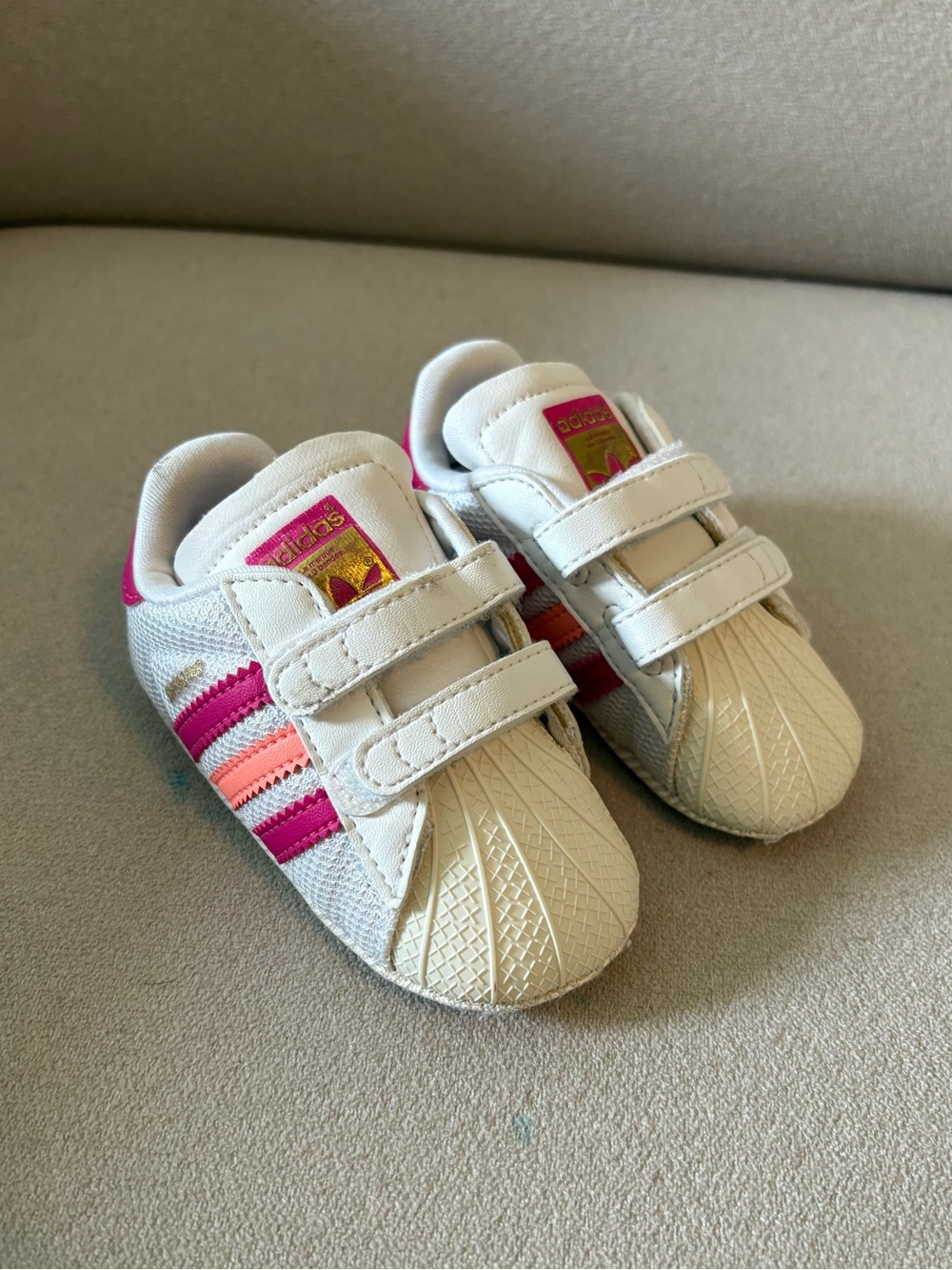 adidas Sneakers with Pink and Coral Stripes